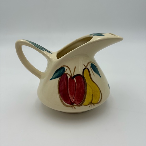 PURINTON POTTERY PITCHER ICE LIP Hand Painted FRUIT DESIGN - Picture 2 of 5